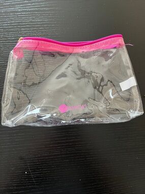 MIAMICA Clear Travel Cosmetic Bag with Hot Pink Trim
